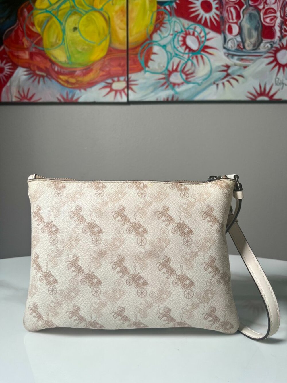Coach Gallery Pouch Horse & Carriage Print Cream Wristlet - Picture 2 of 12